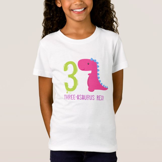 Camiseta Dinosaurios rosados Chicas de los camisas de cumpl (Anverso)
