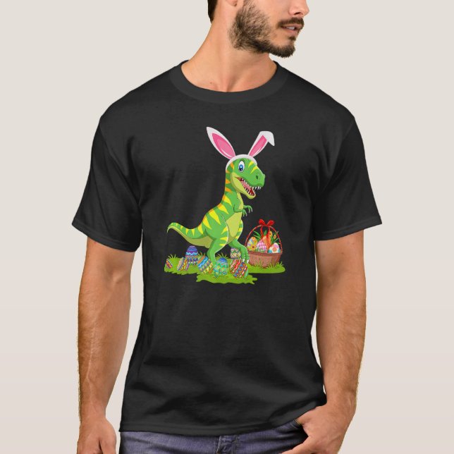 Camiseta Dinosaurios Semana Santa Caza de Huevos Bunny Dino (Anverso)