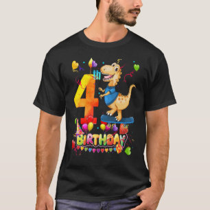 Camiseta Dinosaurios Tengo 4 Años Chicas Cumpleaños Dinosau