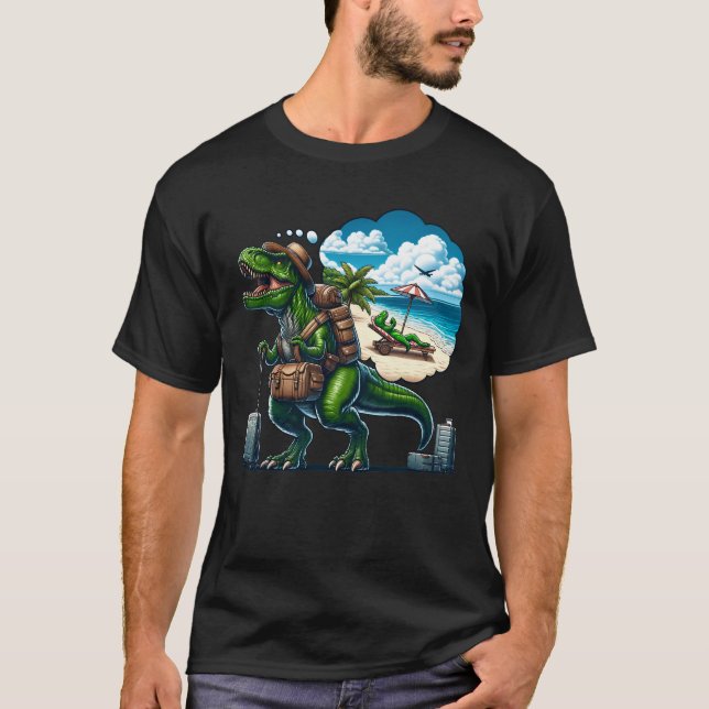Camiseta Dinosaurios Viajeros Viajando de vacaciones mar (Anverso)