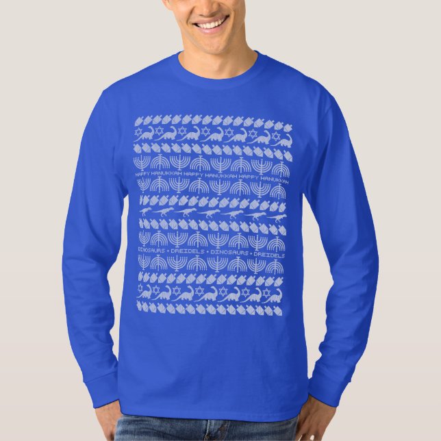Camiseta Dinosaurios y Dreidels (adulto) (Anverso)
