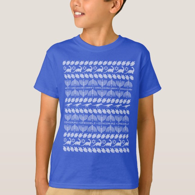 Camiseta Dinosaurios y Dreidels (niños) (Anverso)