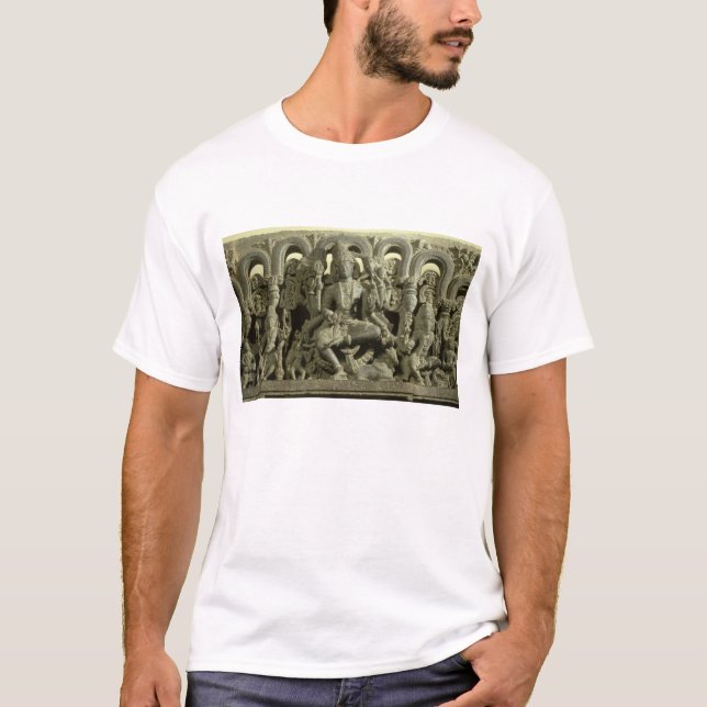 Camiseta Dintel que representa la trinidad: Siva, Brahma y (Anverso)