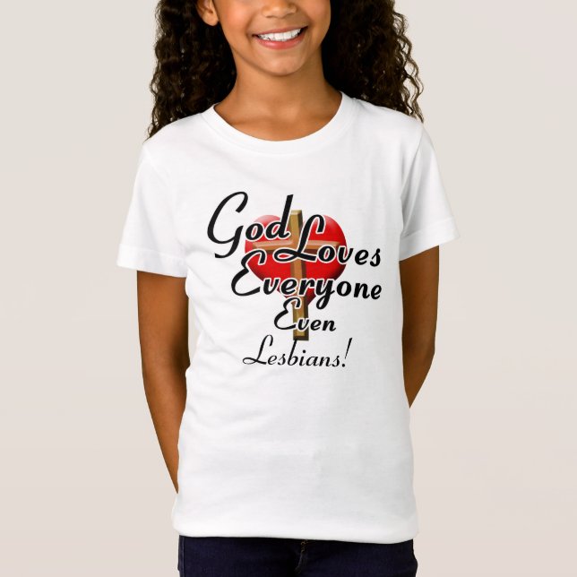 Camiseta ¡Dios ama a lesbianas! (Anverso)