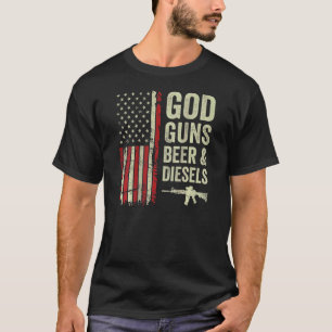Camiseta Dios Armas Cerveza y Diésel Hombre Usa Mecánico de