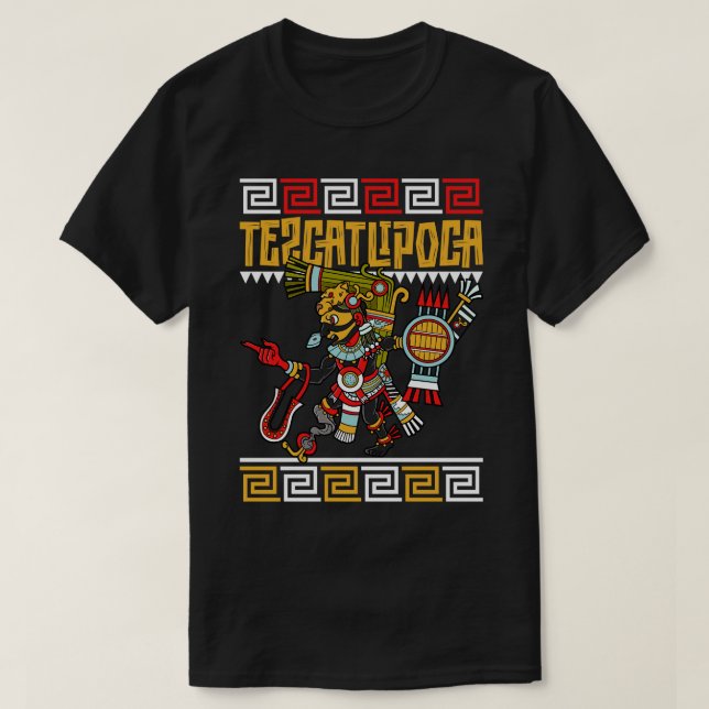 Camiseta dios azteca de la noche Tezcatlipoca (Diseño del anverso)