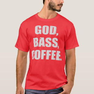 Camiseta Dios, BASS, Músico de guitarra de café barato449