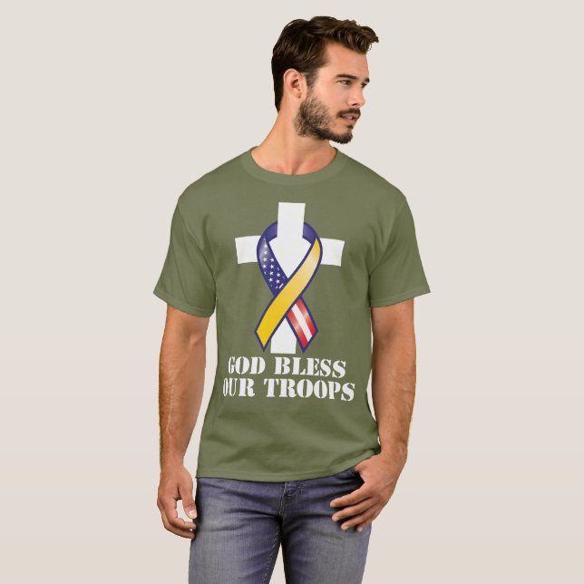 Camiseta Dios bendice a nuestras tropas (Anverso completo)