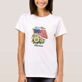 Camiseta Dios bendiga a América bandera de EE. UU. y margar