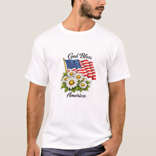 Camiseta Dios bendiga a América bandera de EE. UU. y margar
