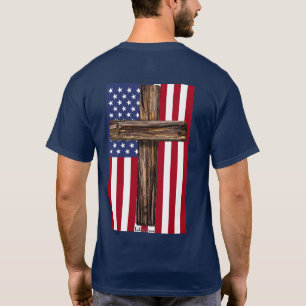 Camiseta Dios Bendiga a América Bandera de la Cruz Rugged 1