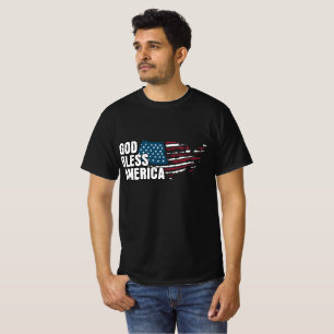 Camiseta Dios Bendiga a América Bandera Vintage Patriótica 