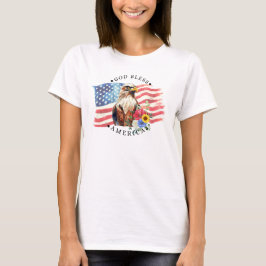 Camiseta Dios bendiga a América con bandera/águila/flores