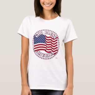 Camiseta Dios bendiga a América con la bandera de EE. UU. y