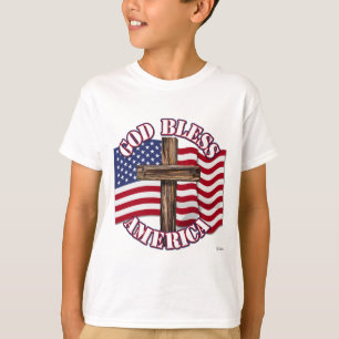 Camiseta Dios bendiga a América con la bandera de EE. UU. y