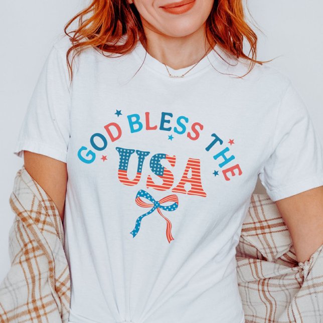 Camiseta Dios bendiga a América Cute USA Coquette 4 de juli (Subido por el creador)