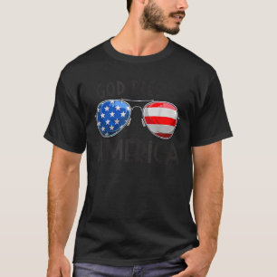 Camiseta Dios bendiga a América Gafas de sol Bandera de Est
