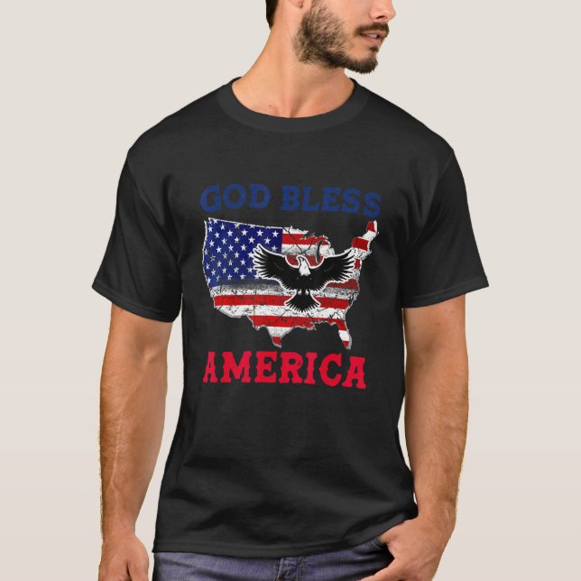 Camiseta Dios Bendiga A Estados Unidos 4 De Julio Hombres P (Anverso)