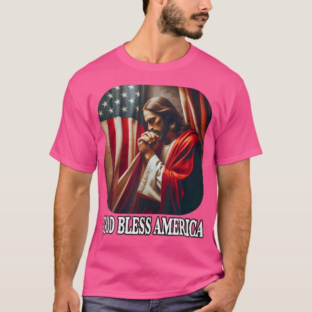 Camiseta Dios Bendiga A Estados Unidos Bandera De Estados U (Anverso)