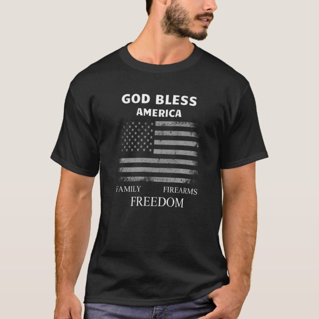 Camiseta Dios bendiga a Estados Unidos con armas de fuego L (Anverso)