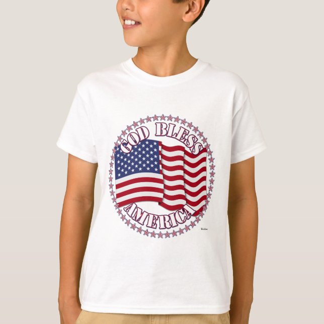 Camiseta Dios Bendiga A Estados Unidos Con La Bandera De Es (Anverso)