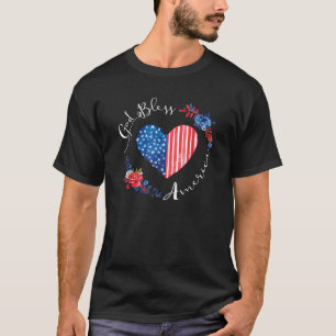 Camiseta Dios bendiga a Estados Unidos Corazón Patriótico B