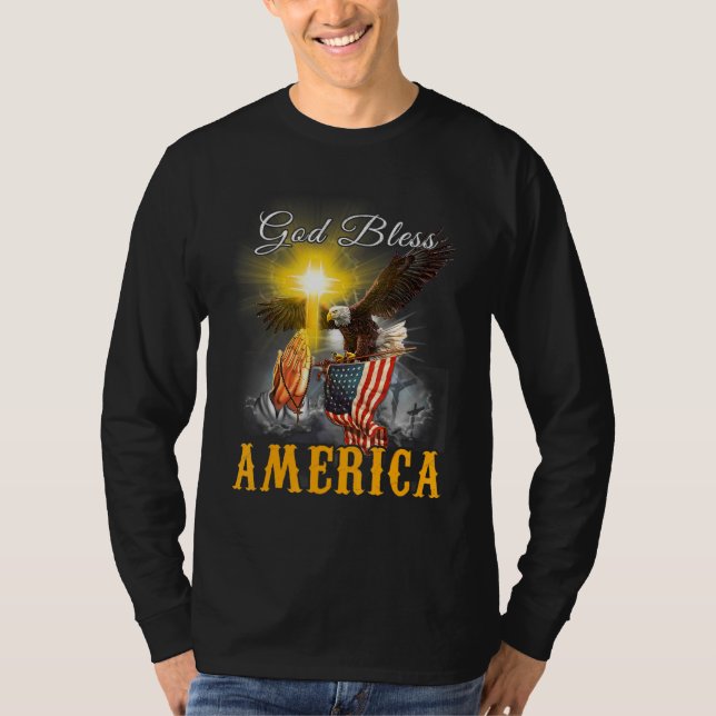 Camiseta Dios Bendiga A Estados Unidos Eagle 4 De Julio Pat (Anverso)