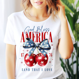 Camiseta Dios bendiga a Estados Unidos el 4 de julio cereza