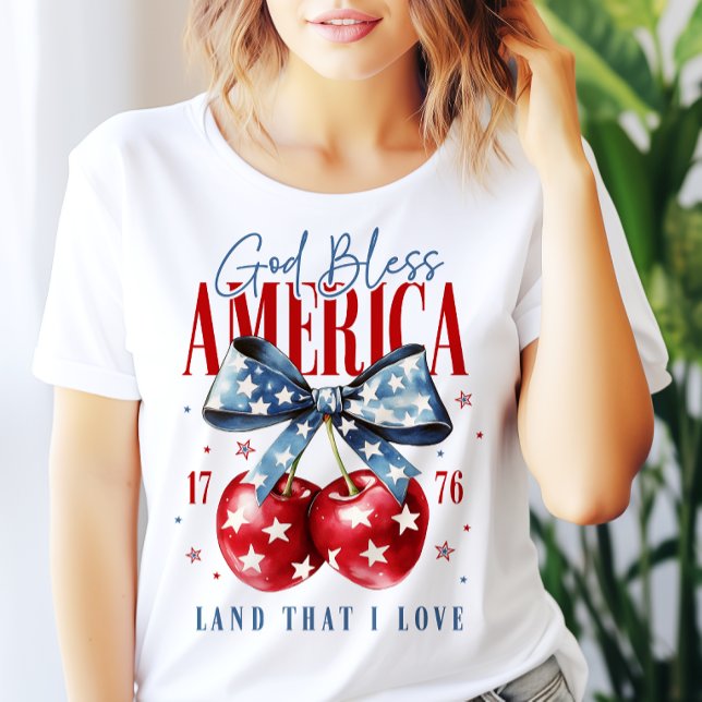 Camiseta Dios bendiga a Estados Unidos el 4 de julio cereza (Subido por el creador)