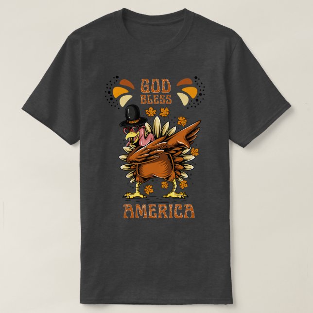 Camiseta Dios bendiga a Estados Unidos el diseño de Turquía (Diseño del anverso)