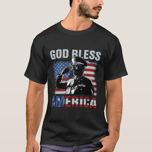 Camiseta Dios bendiga a Estados Unidos gafas de sol Bandera (Anverso)
