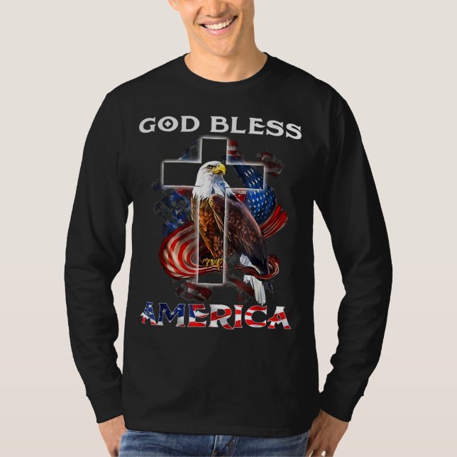 Camiseta Dios Bendiga A Estados Unidos Jesús Cruzar El Águi (Anverso)