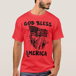 Camiseta Dios bendiga a Estados Unidos, Jesús y la bandera 