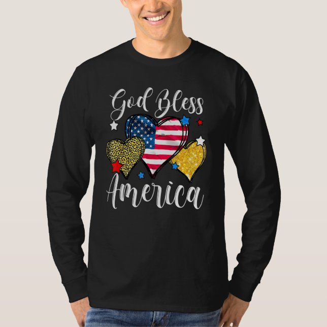 Camiseta Dios bendiga a Estados Unidos Patriótico Bandera E (Anverso)