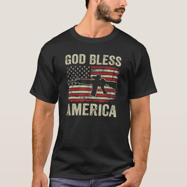 Camiseta Dios bendiga a Estados Unidos Patriótico el 4 de j (Anverso)