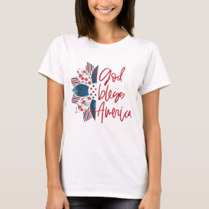 Camiseta Dios bendiga a Estados Unidos Rojo Blanco y Azul G