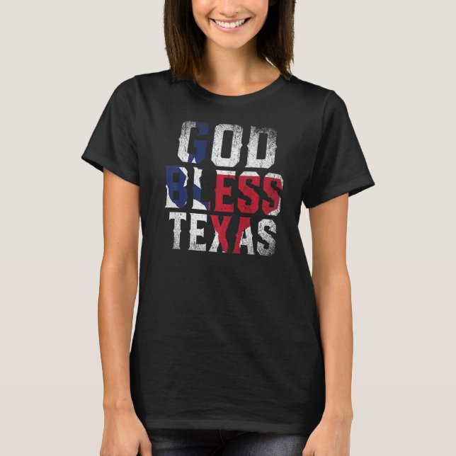 Camiseta Dios bendiga a la bandera de Texas Patriótico Orgu (Anverso)