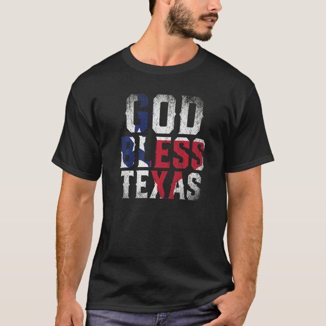 Camiseta Dios bendiga a la bandera de Texas Patriótico Orgu (Anverso)