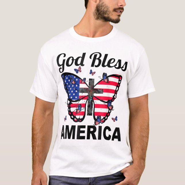 Camiseta Dios Bendiga A Las Mariposas Norteamericanas 4 De  (Anverso)
