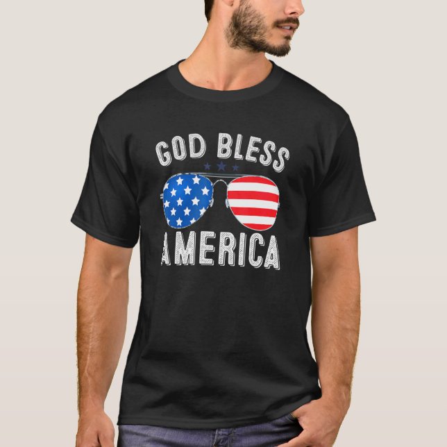 Camiseta Dios Bendiga A Los Estados Unidos Bandera 4 De Jul (Anverso)