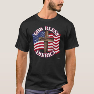Camiseta Dios bendiga a los estadounidenses con bandera y c