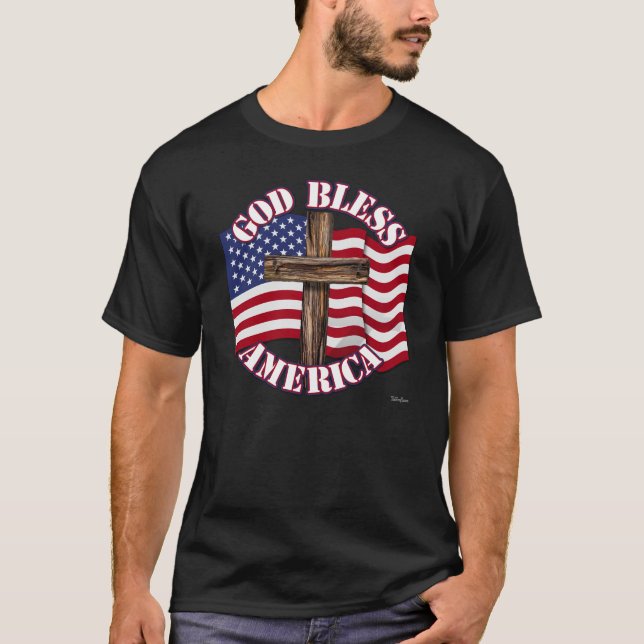 Camiseta Dios bendiga a los estadounidenses con bandera y c (Anverso)