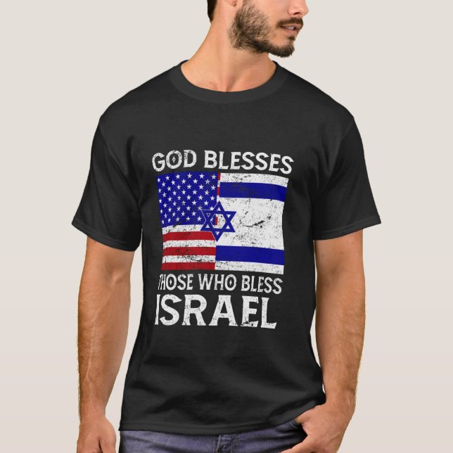 Camiseta Dios bendiga a los que culpan a Israel Bandera de  (Anverso)