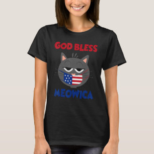 Camiseta Dios bendiga a Meowica Patriótico Cat Mask America
