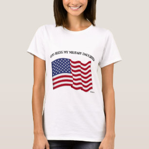 Camiseta DIOS BENDIGA A MI HIJA MILITAR CON LA bandera de E