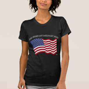 Camiseta DIOS BENDIGA A MI MADRE MILITAR con bandera de EE.