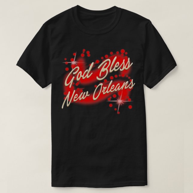 Camiseta Dios bendiga a Nueva Orleans Versión Roja TShirt (Diseño del anverso)