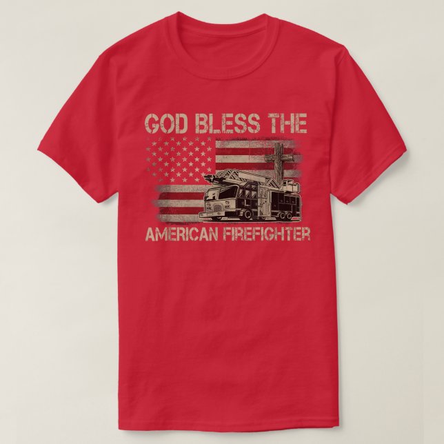 Camiseta Dios bendiga al bombero estadounidense (Diseño del anverso)