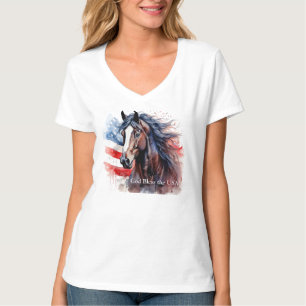 Camiseta Dios bendiga al caballo patriótico estadounidense