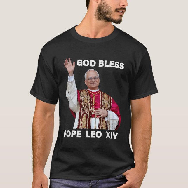 Camiseta Dios bendiga al nuevo Papa León Xiv Iglesia Católi (Anverso)